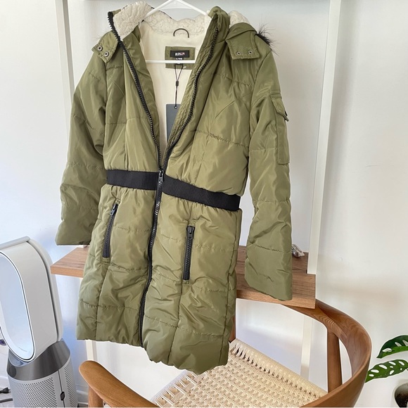 Hudson Kids Unisex Fur Hood Winter Moss Long Puffer Jacket/Sz: XL - Picture 14 of 14